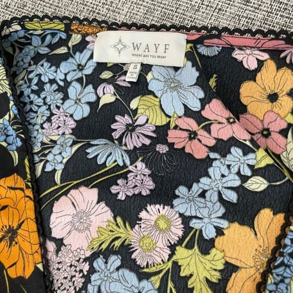 Anthropologie WAYF Dress BLack floral Smocked Fall Sz S Aesthetic Cottage Core - Picture 4 of 16